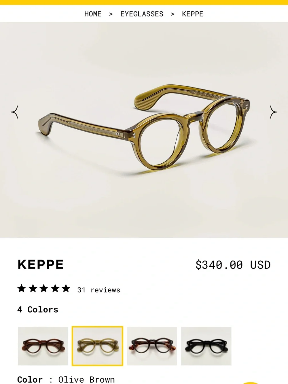 MOSCOT Unisex Keepe Olive brown Frames